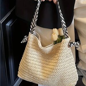 Natural Cream Woven Tote Bag